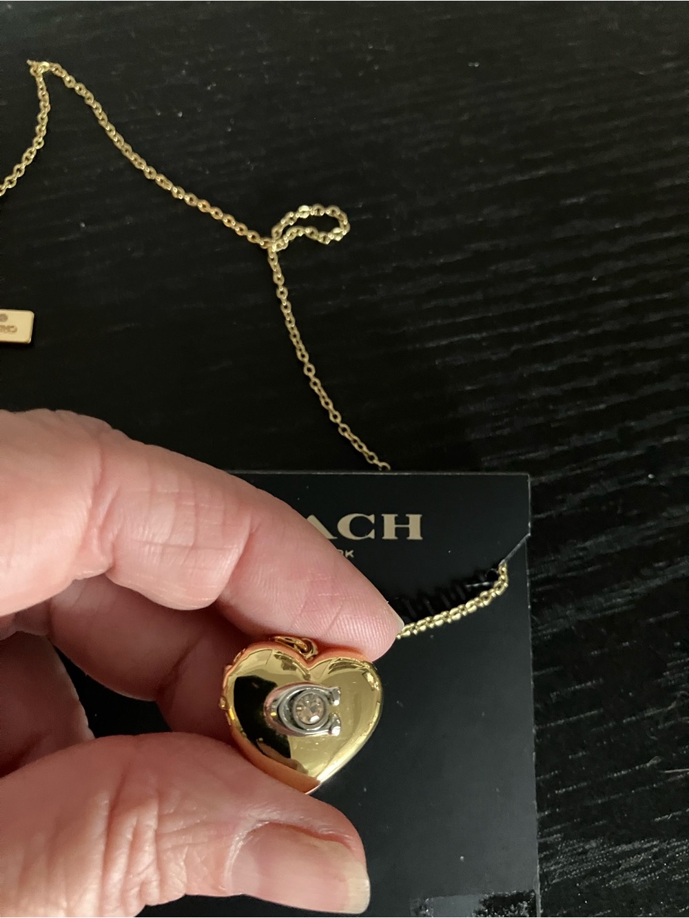 Coach Gold Heart Locket Pendant Necklace